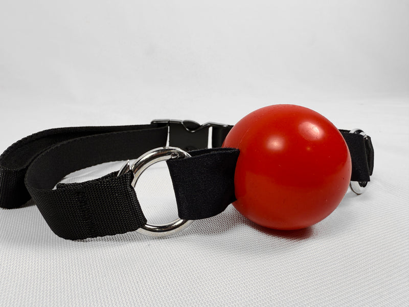 Double Ring Ball Gag (Darlex Middle; Nylon Strap; Comfortable and Secure!)